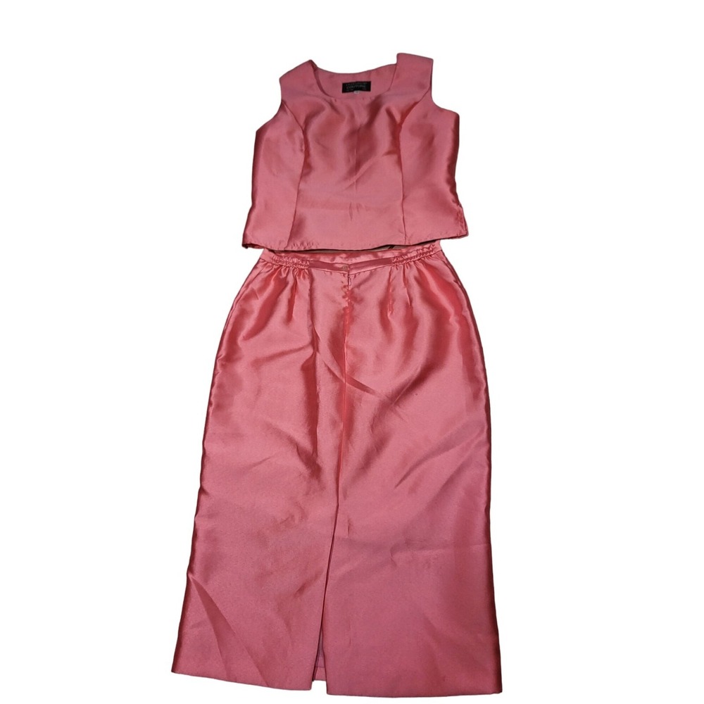 Lily & Taylor Couture Skirt Suit Size 14 Pink Sleeveless Crop Top Maxi Skirt Set